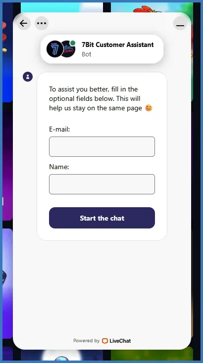 Live-Chat Support bei 7BitCasino